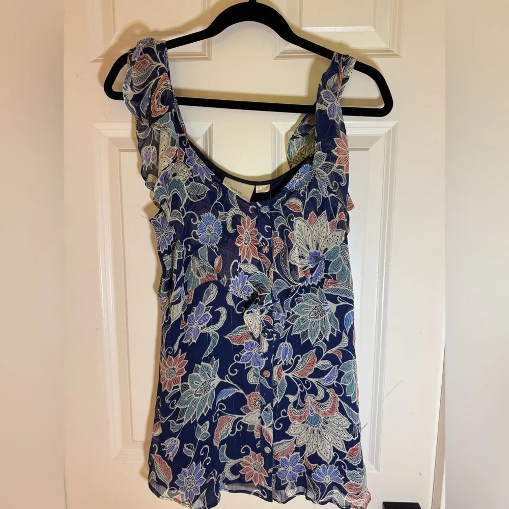 NWT Maeve Anthropologie Mariposa Open-Shoulder Ruffled Top, Size 2 - Picture 6 of 10